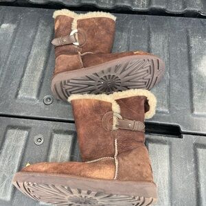 UGG Chocolate Suede Boots with Shearling